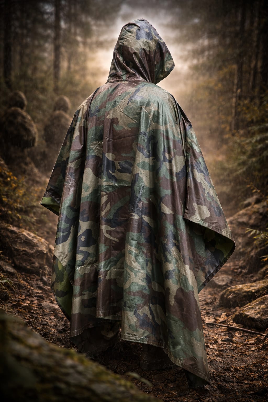 Poncho Tático 3 em 1 Camuflado – Proteção Total em Qualquer Terreno