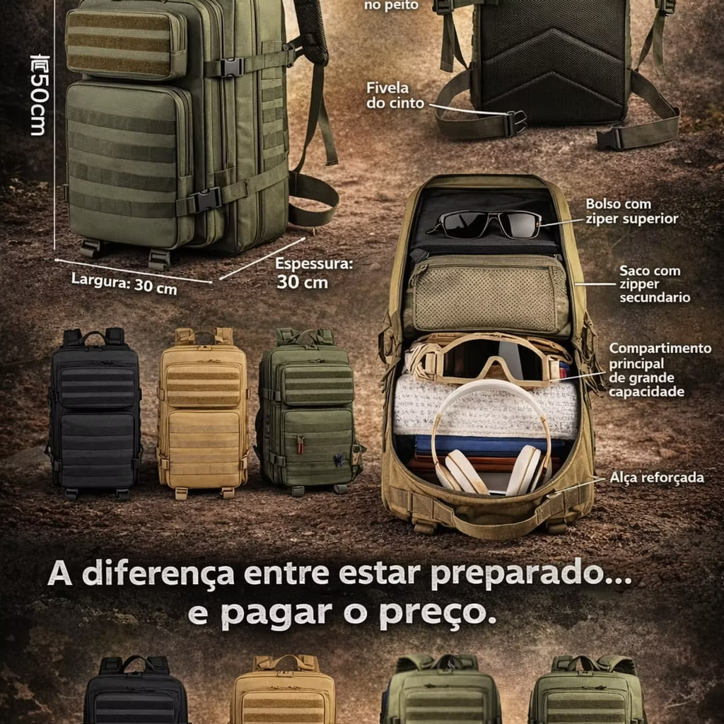 Mochila Tática DOMINUS 50L – Padrão Operacional