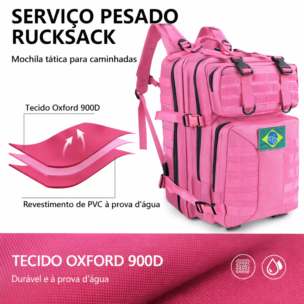 Mochila Tática Militar 55L – Edição Limitada Rosa