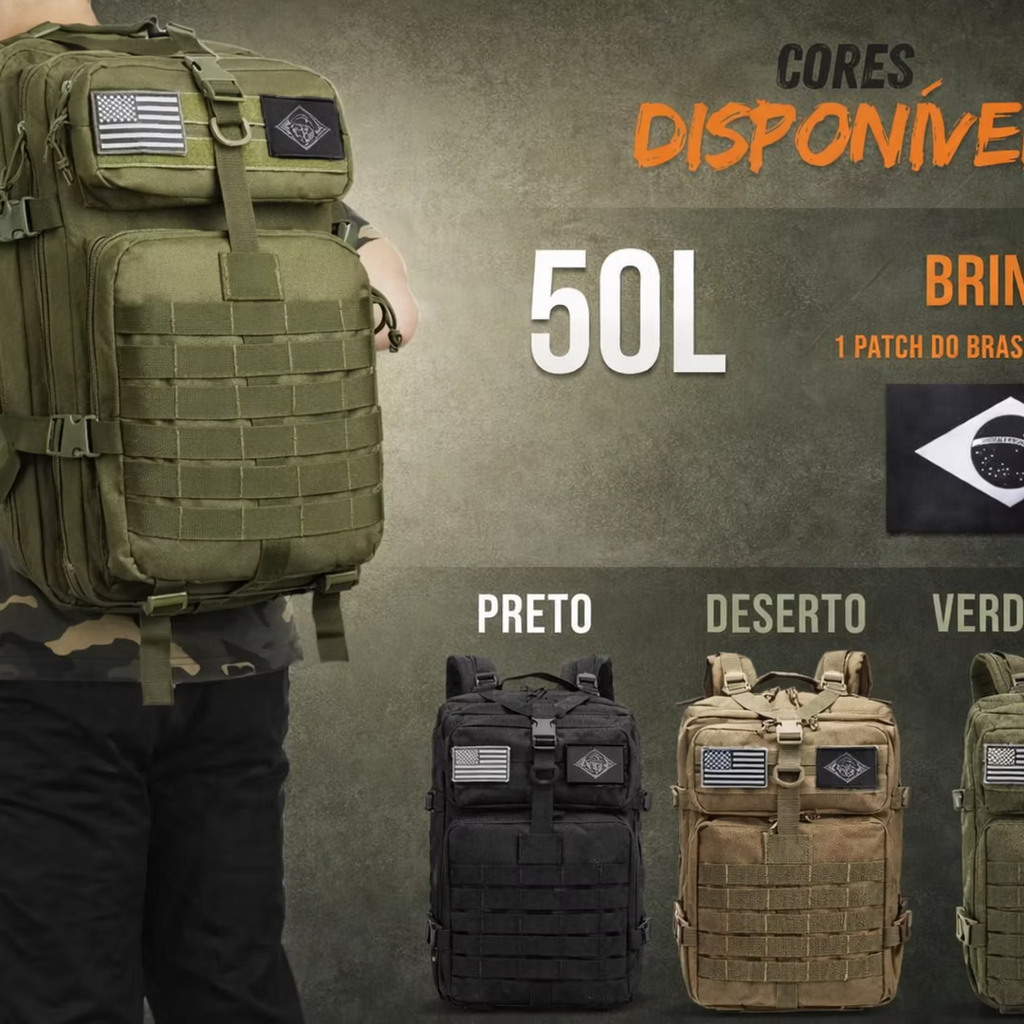 Mochila Tática Militar 50L – Padrão Operacional