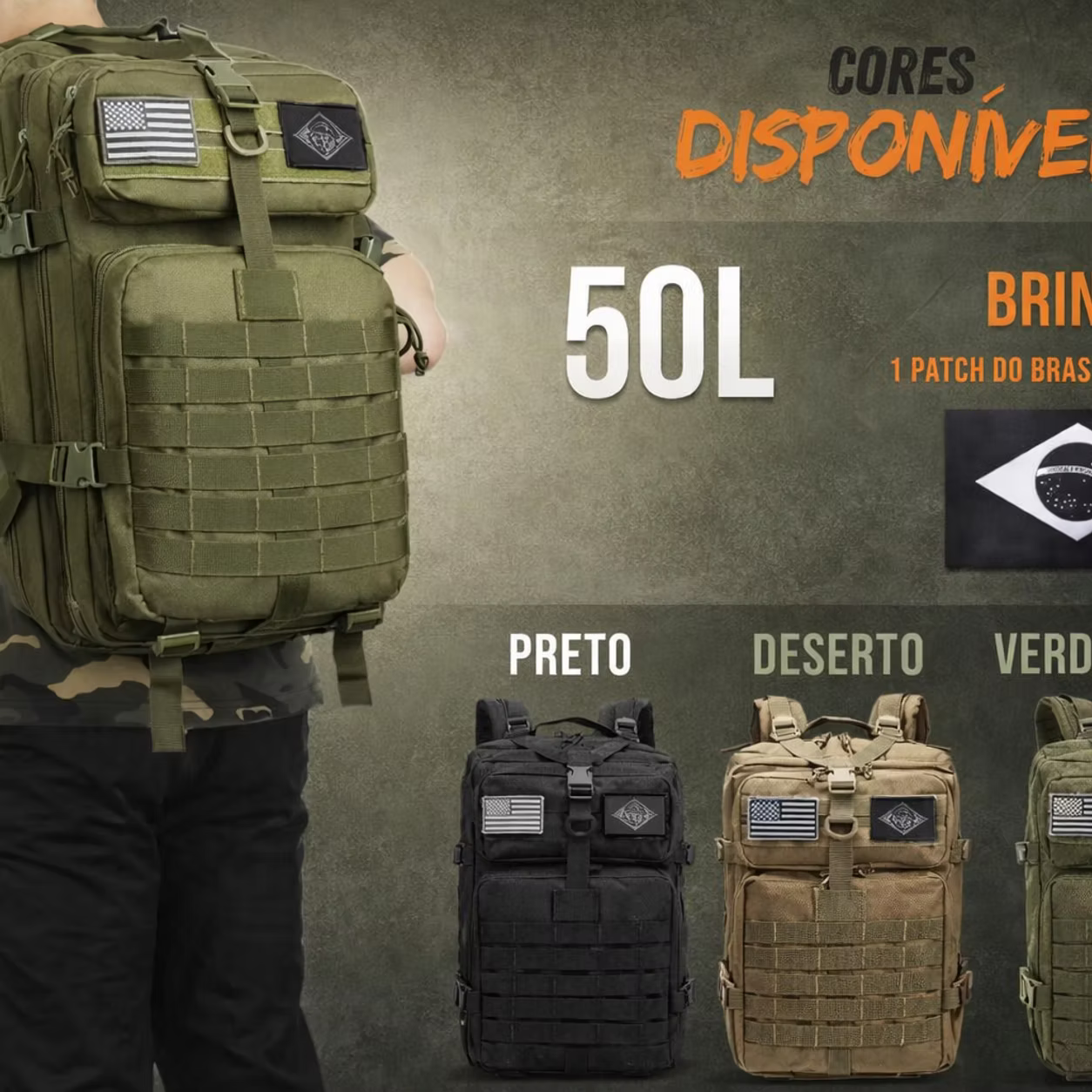 Mochila Tática Militar 50L – Padrão Operacional